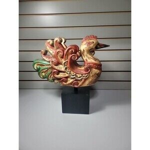 Handcarved Painted Wooden Folkart sculpture Bird Phoenix Peacock Rooster